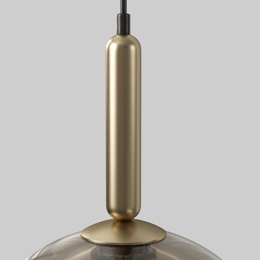 Renley Pendant Lamp Glass Cognac Dome Brass Mid Century