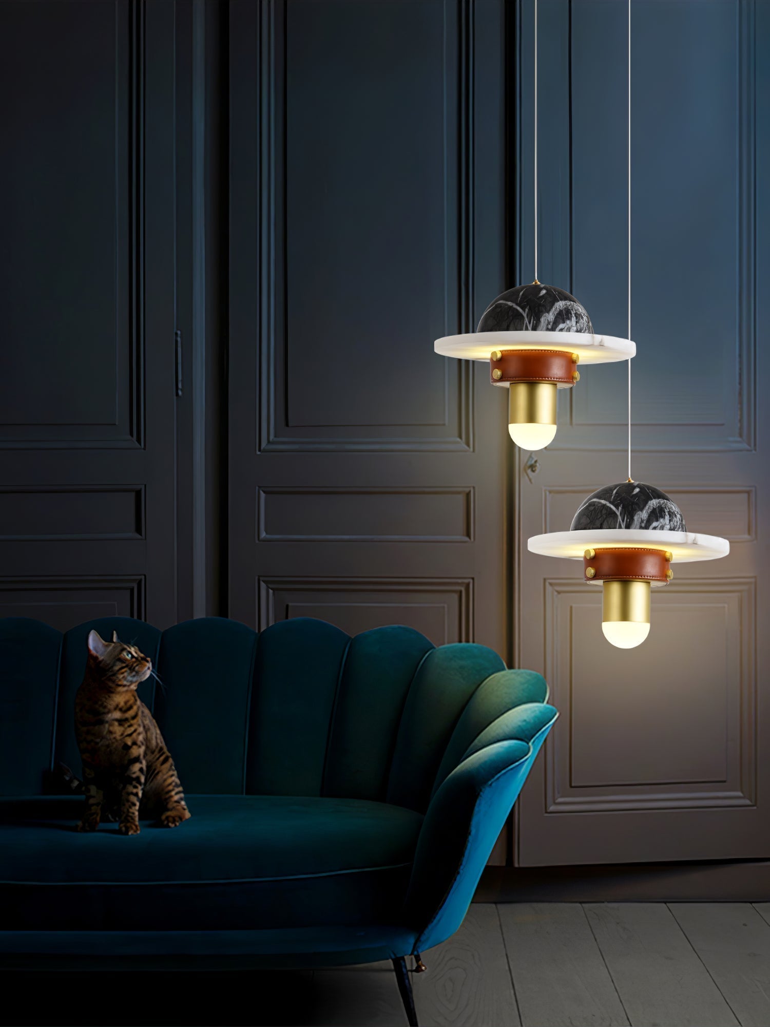 Jutta Pendant Lamp Marble Leather Fusion