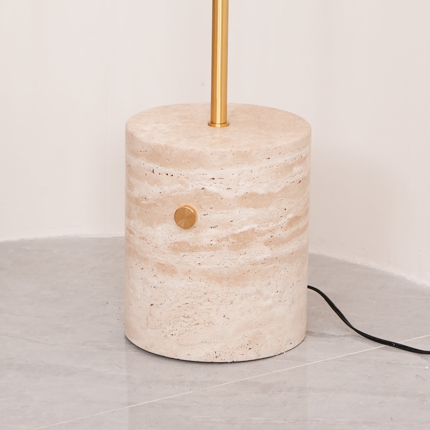 Iloryra Column-Base Travertine Floor Lamp