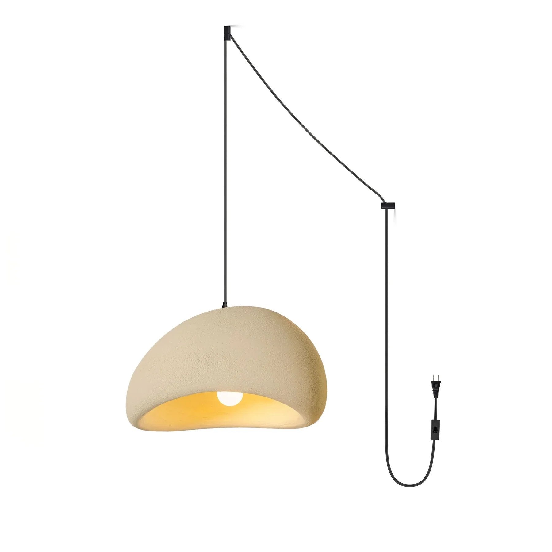 Ecor Pendant Lamp Plaster Half Dome Plug In Wabi Sabi