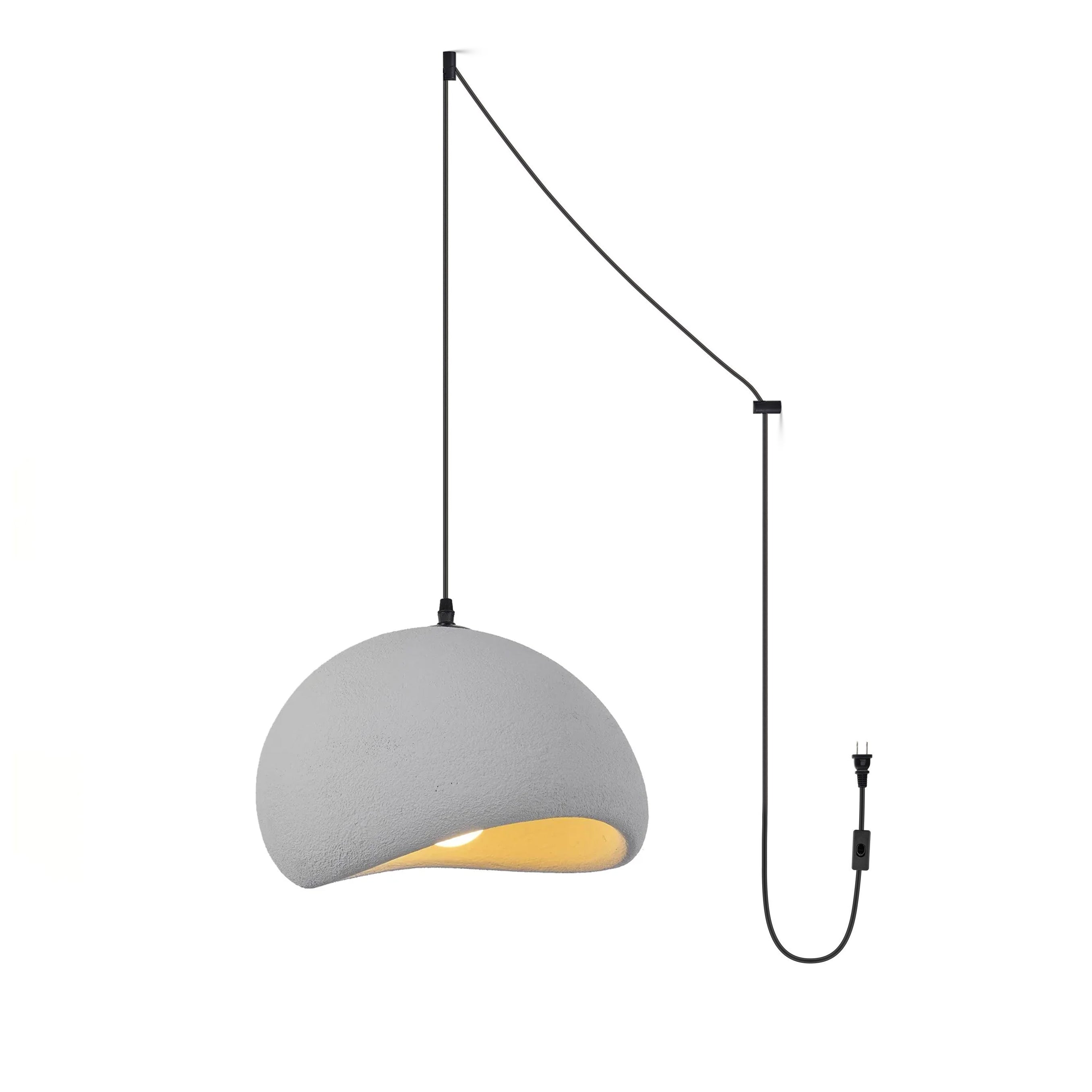 Ecor Pendant Lamp Plaster Half Dome Plug In Wabi Sabi