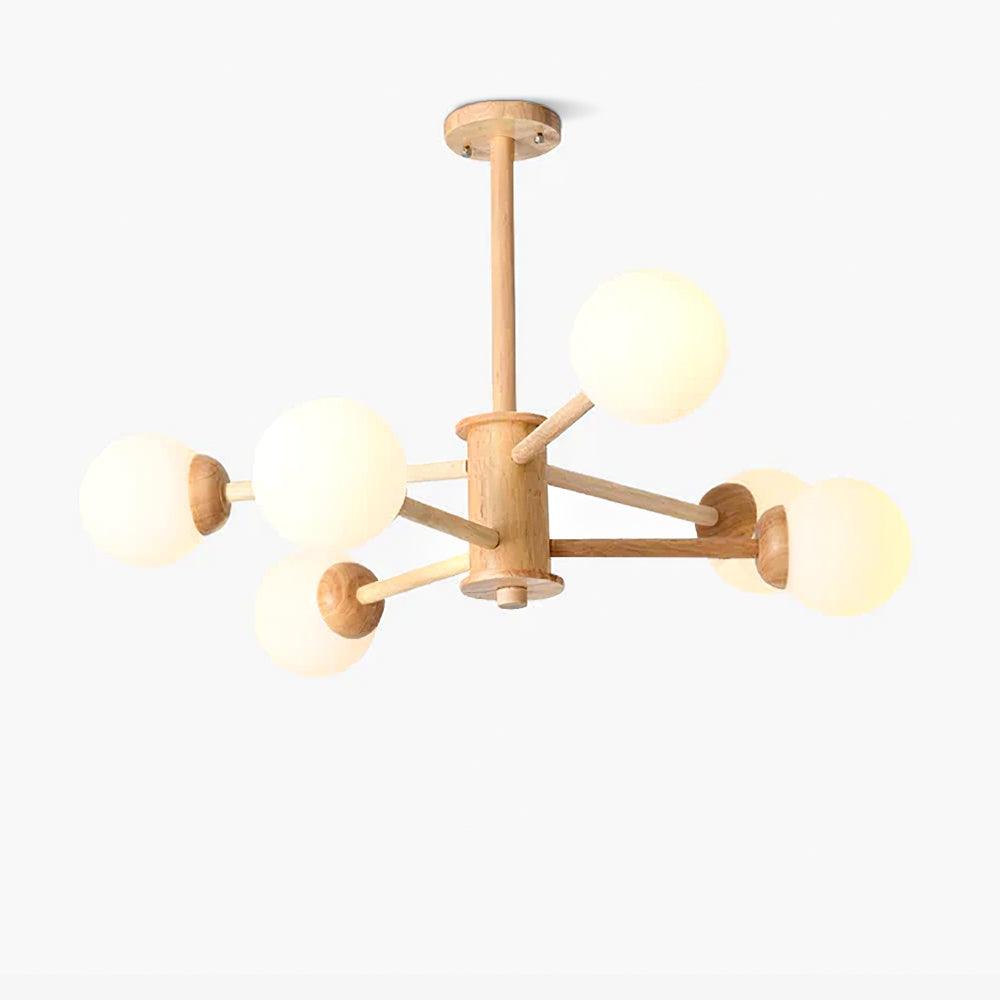Kalds Chandelier Wooden Globe Minimalist Natural