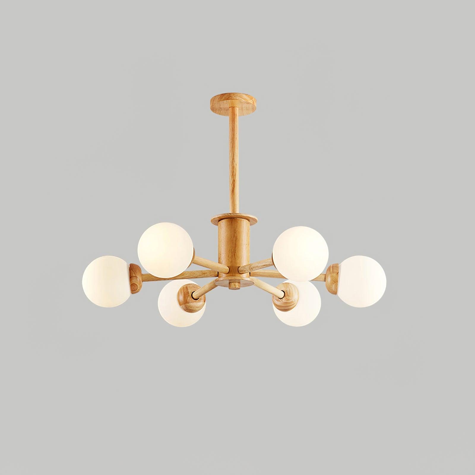 Kalds Chandelier Wooden Globe Minimalist Natural