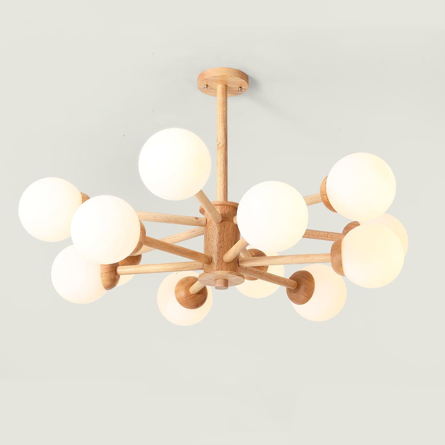 Kalds Chandelier Wooden Globe Minimalist Natural