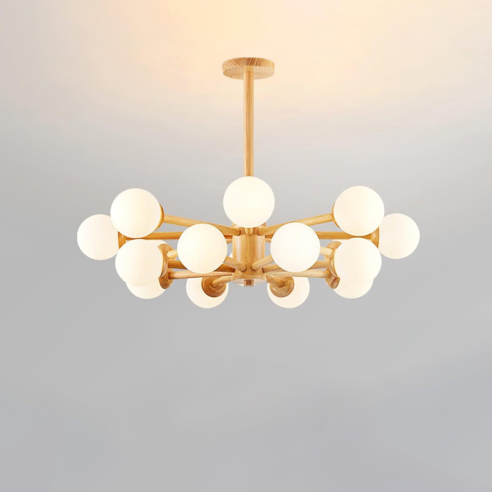 Kalds Chandelier Wooden Globe Minimalist Natural