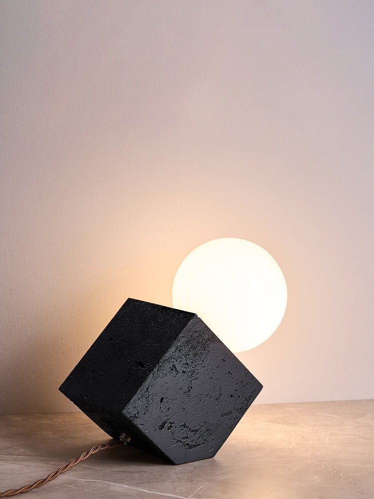 Milo Minimalist Black Travertine Table Lamp
