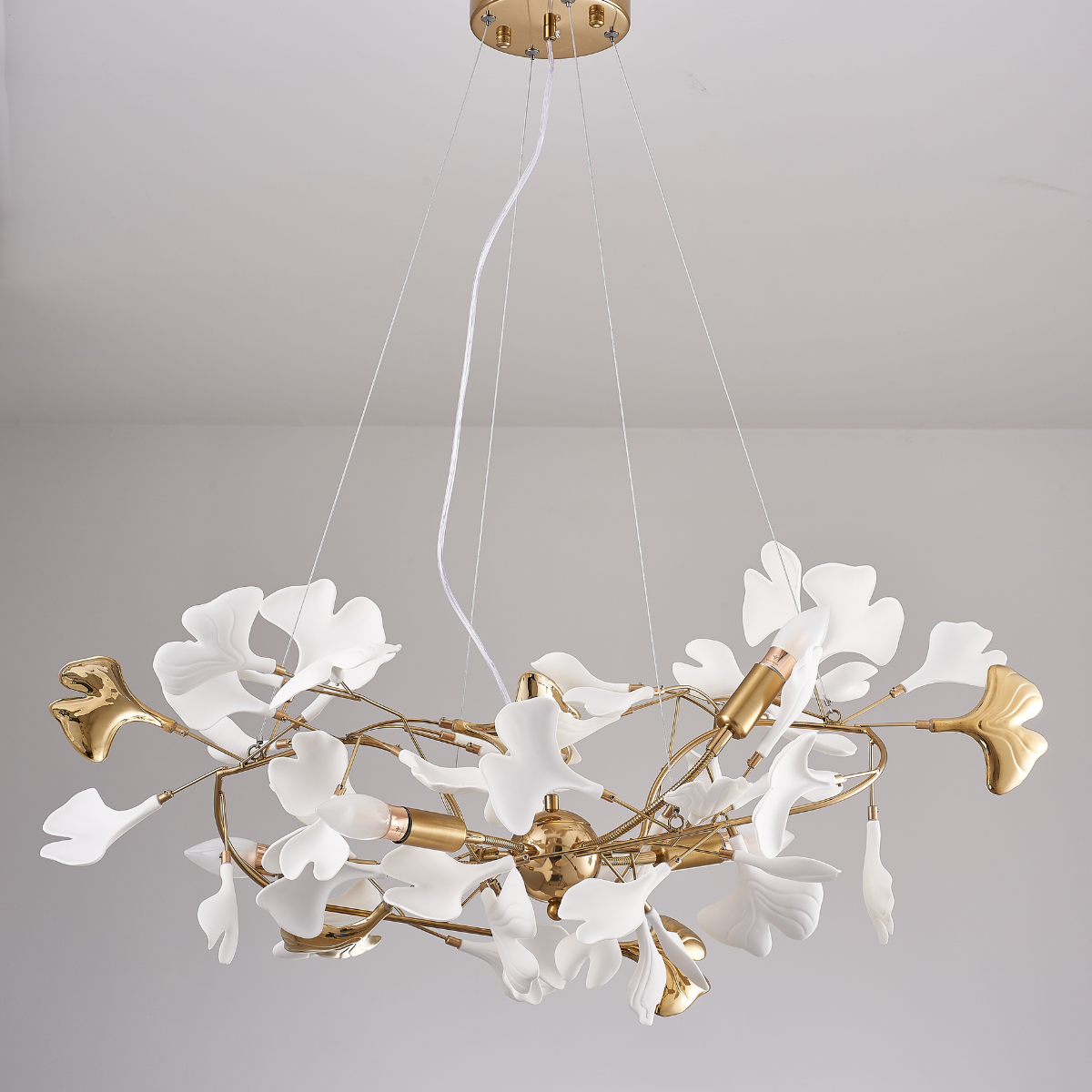 Olivia Gildglow Luxury Ceramic Chandelier Large Foyer Gingko Leaf Living Room