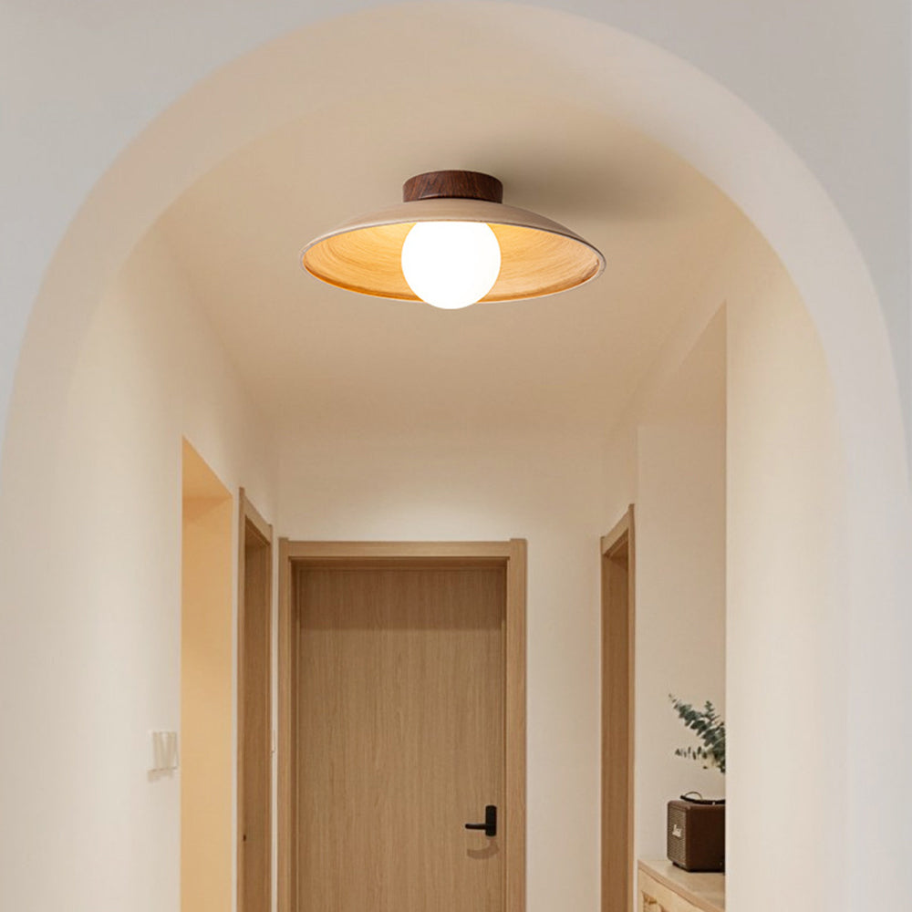 Muto Vintage Flush Mount Ceiling Light Wood Glass Bar Hotels
