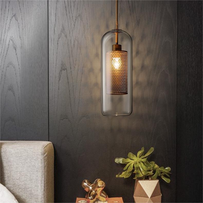Arisha Golden Pendant Light, /Glass, Globe/Cylindric