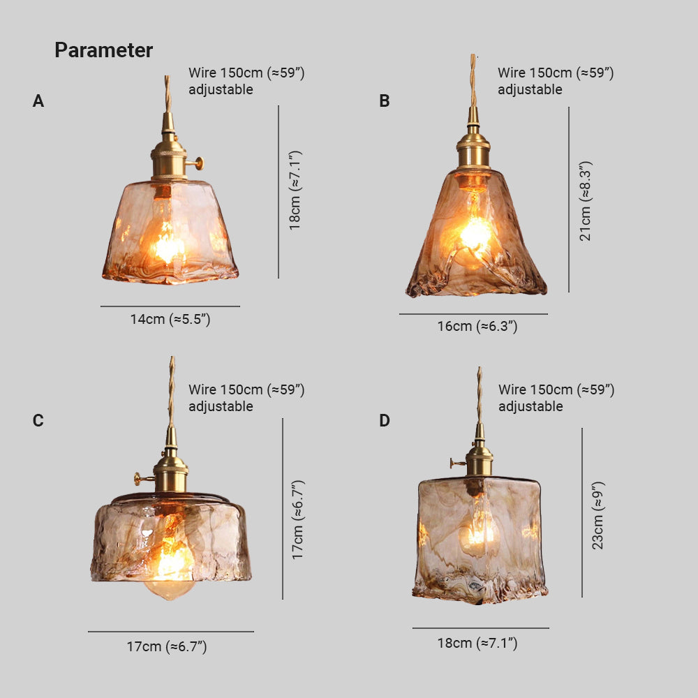 Arisha Vintage Style Industrial Pendant Light Retro Glass Brass
