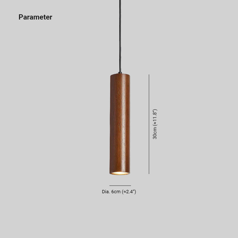Muto Cylindrical Wood Pendant Light for Bedroom Kitchen Island
