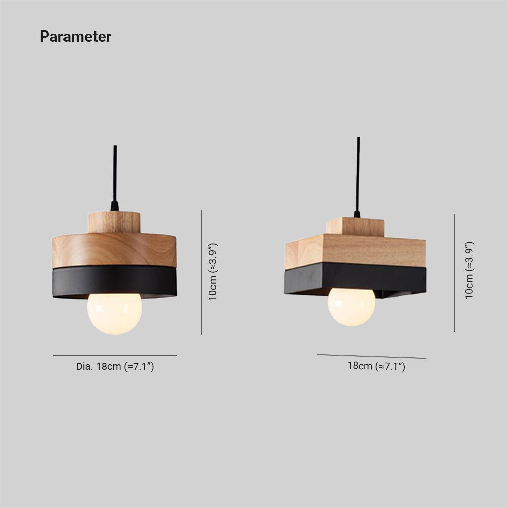 Valentina Modern Square Round Pendant Light Wood Living Room