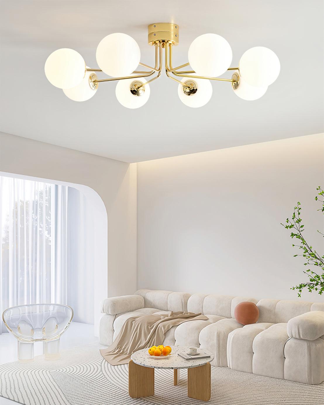 Othien Ceiling Lamp Gold White Globe