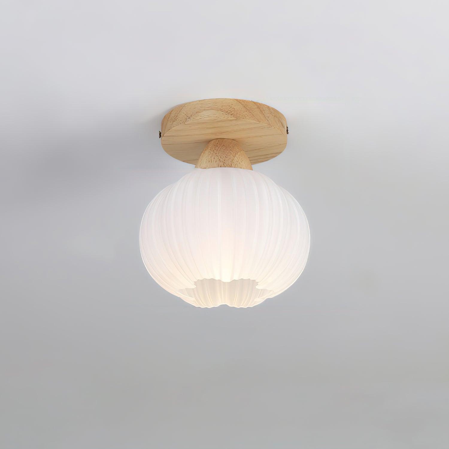 Dura Large Flower Bag Wood Ceiling Lamp
