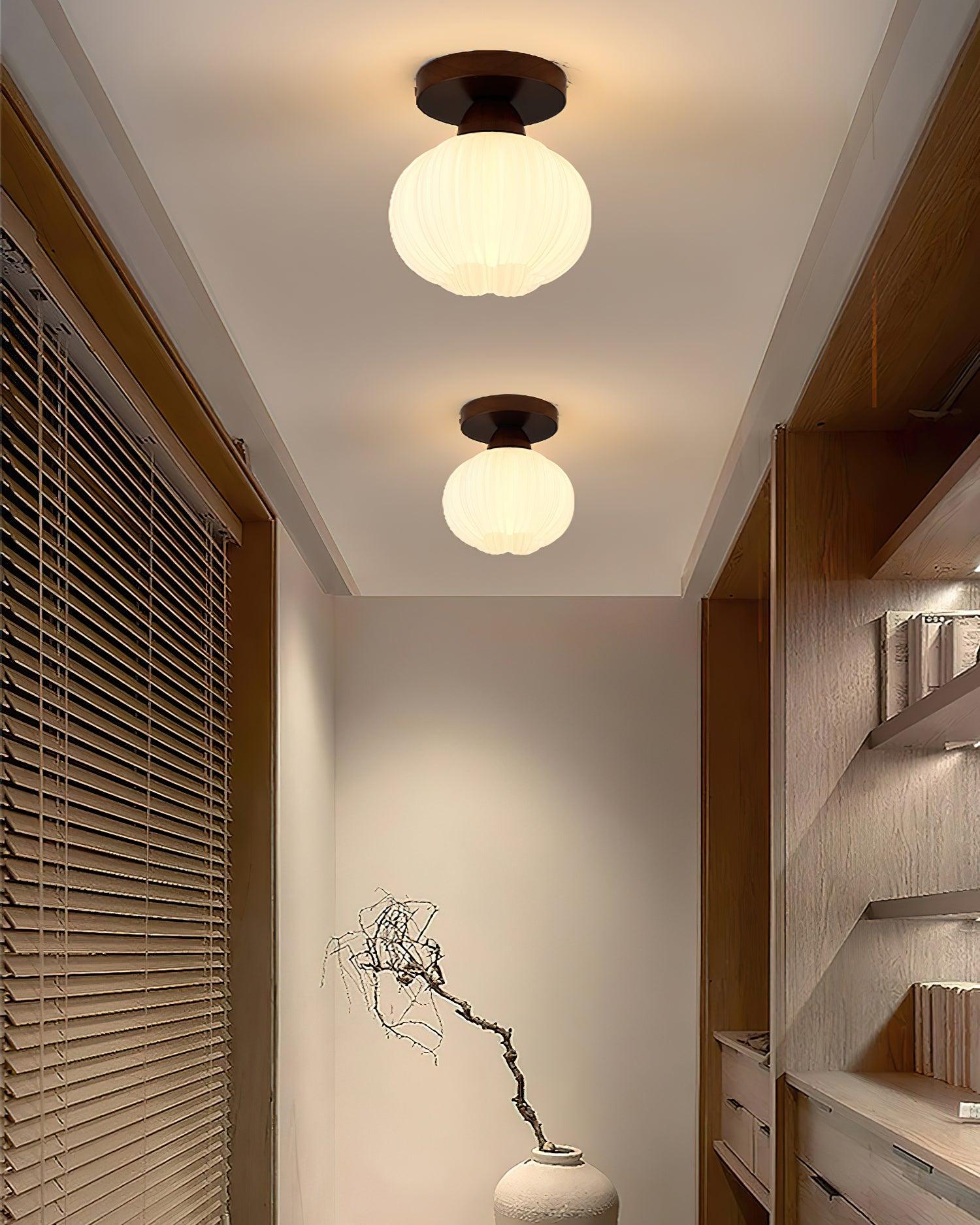 Dura Large Flower Bag Wood Ceiling Lamp