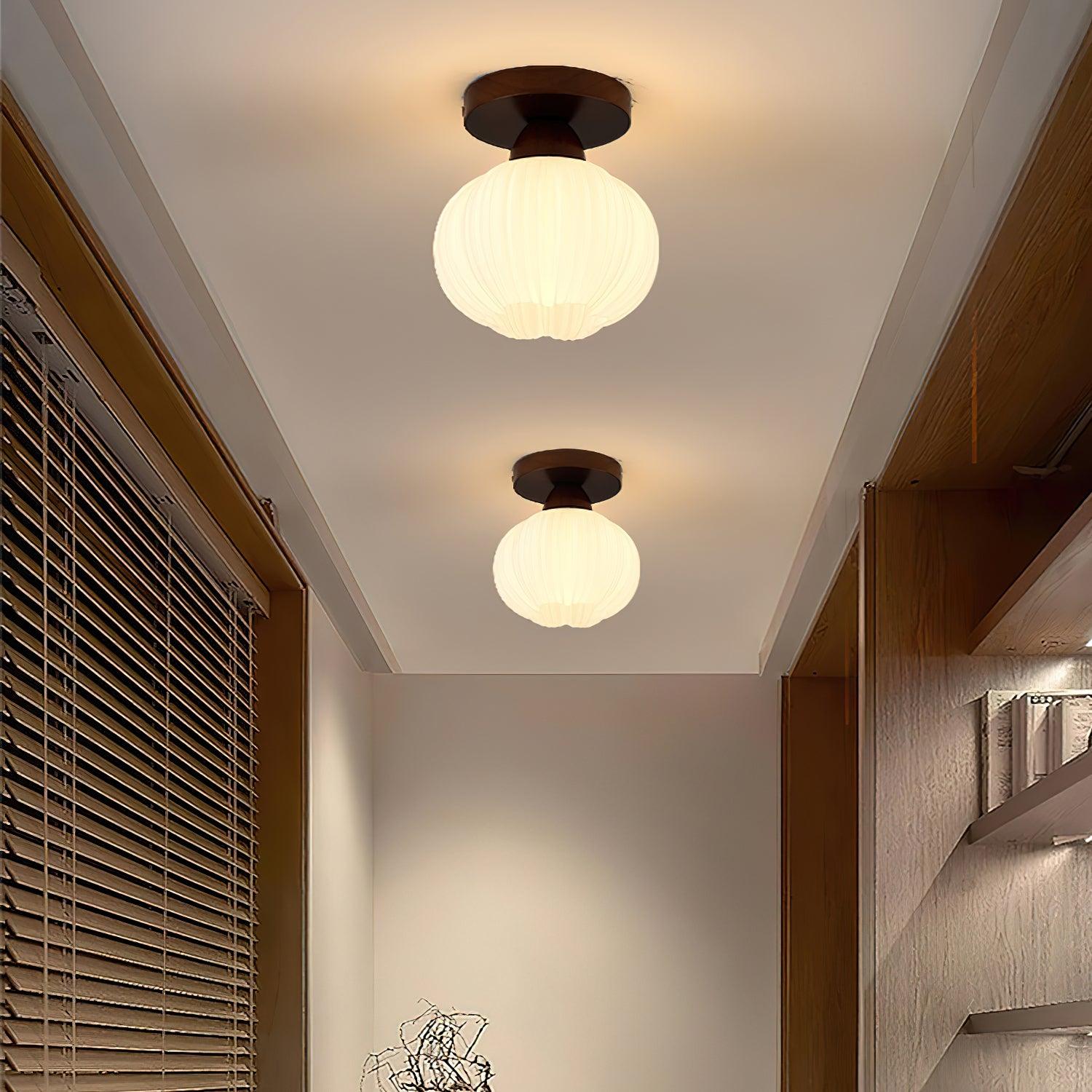 Dura Large Flower Bag Wood Ceiling Lamp
