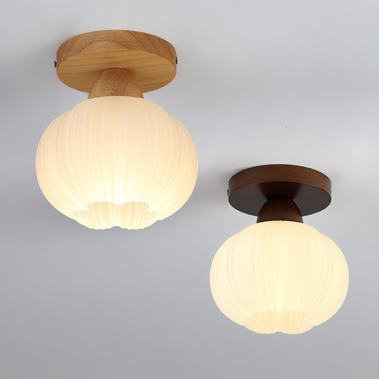 Dura Large Flower Bag Wood Ceiling Lamp