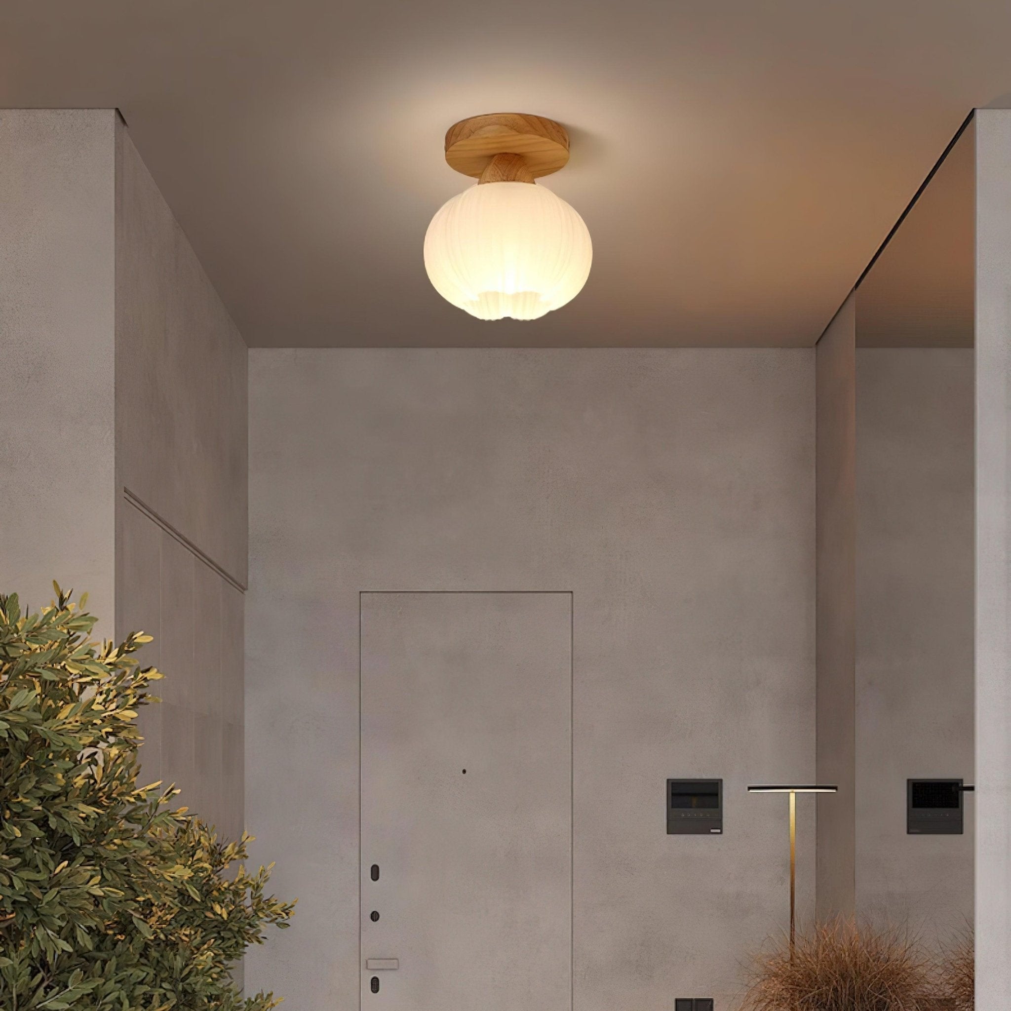 Dura Large Flower Bag Wood Ceiling Lamp