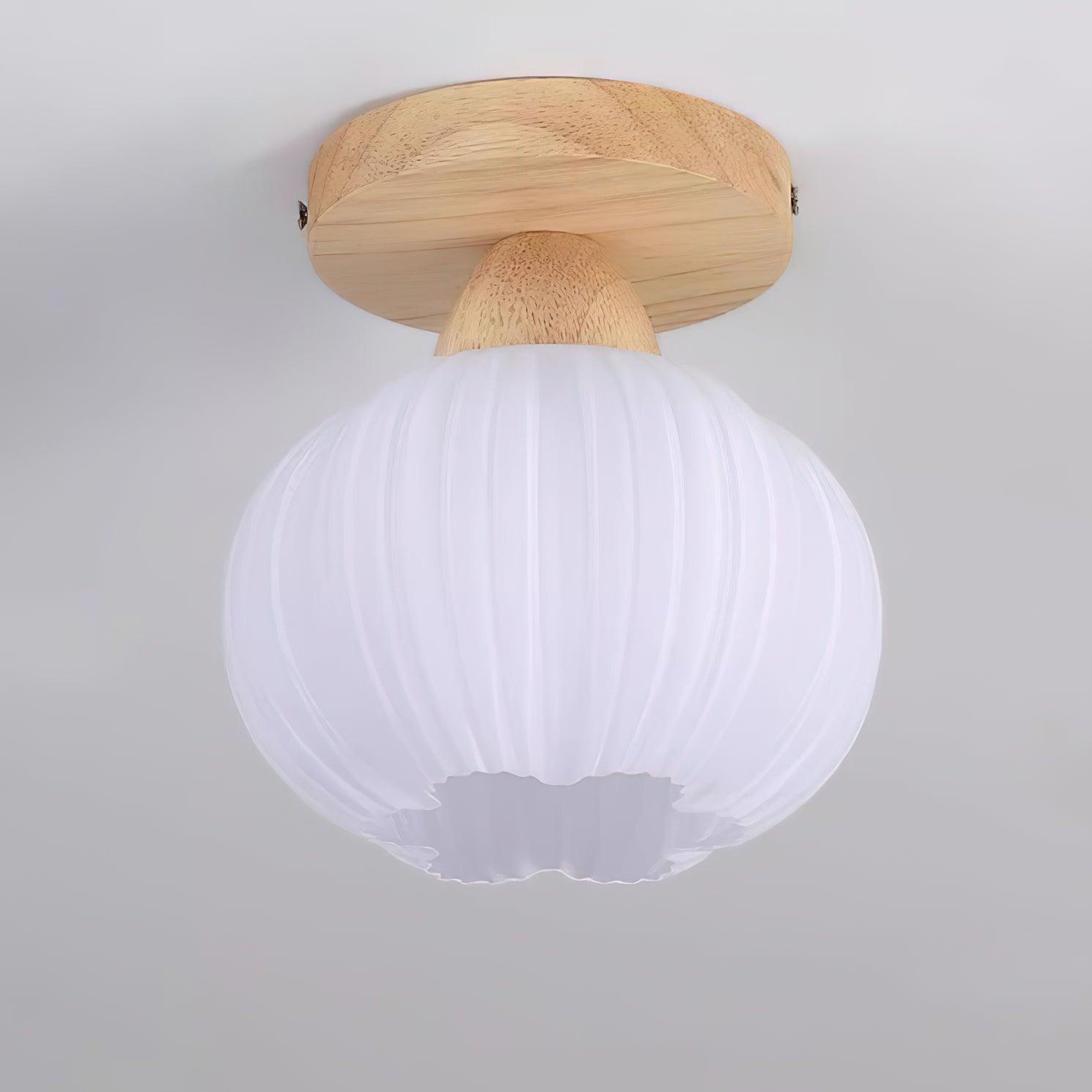 Dura Large Flower Bag Wood Ceiling Lamp