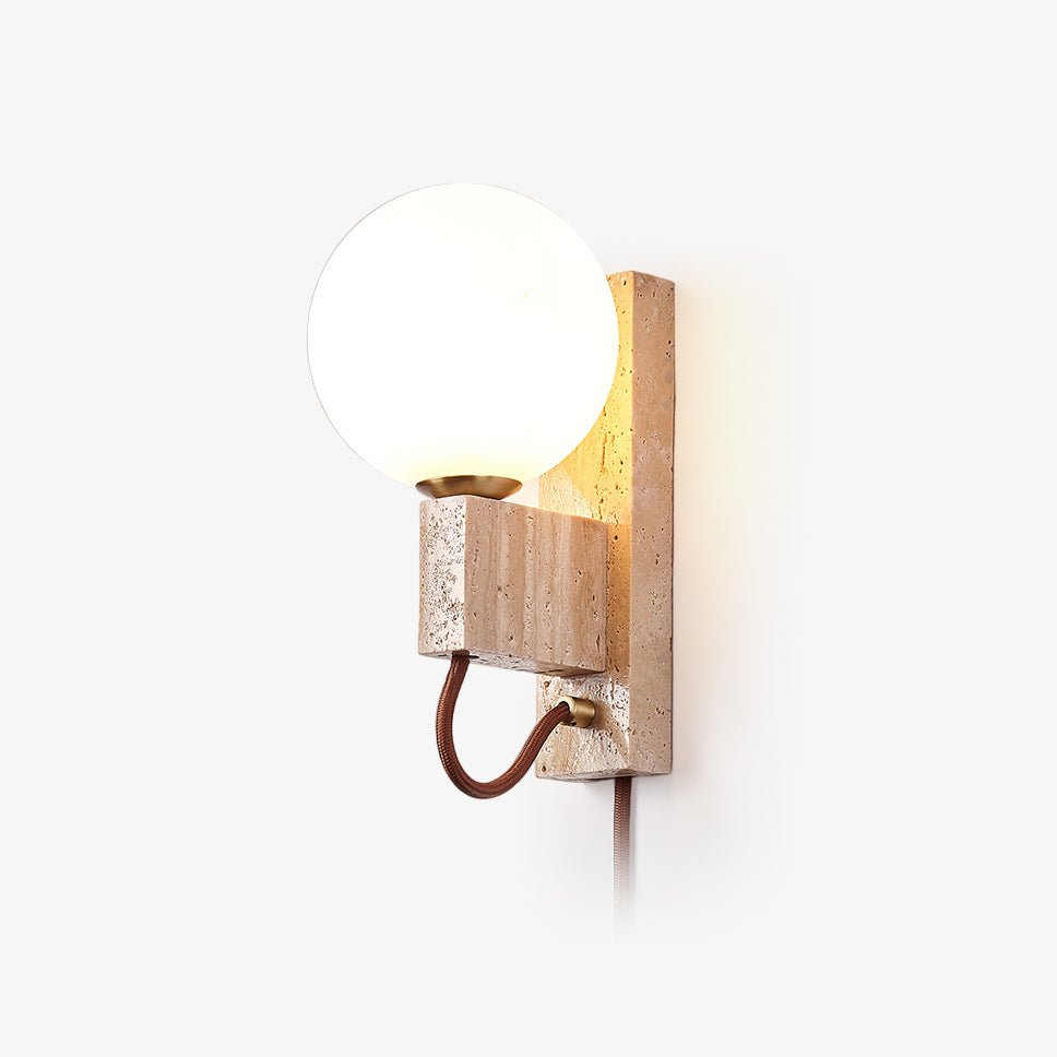 Talt Globe-Travertine Wall Light