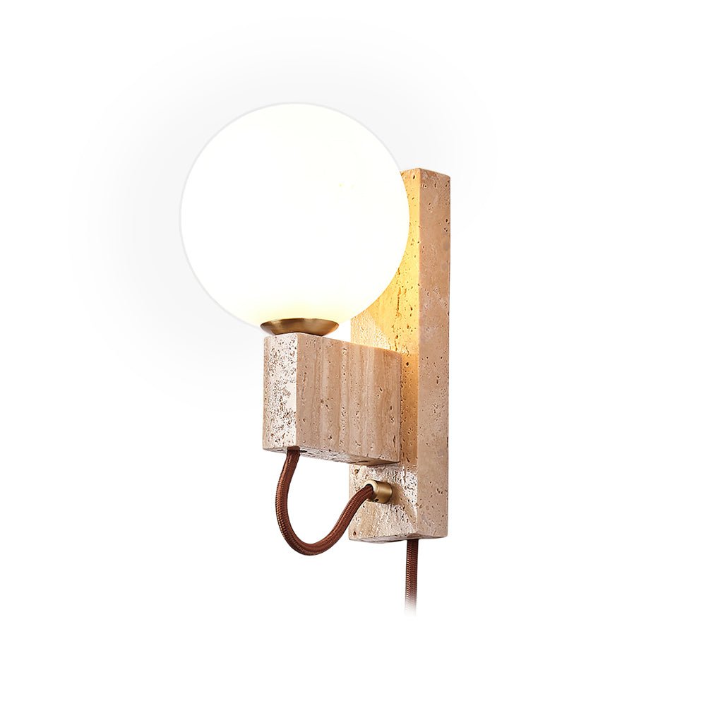 Talt Globe-Travertine Wall Light