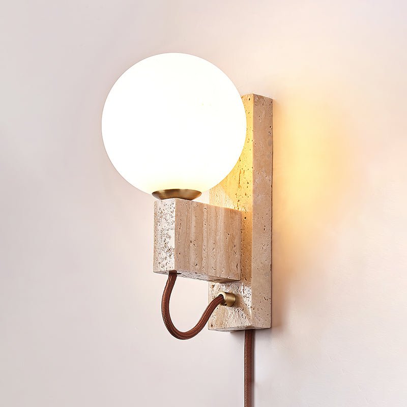 Talt Globe-Travertine Wall Light