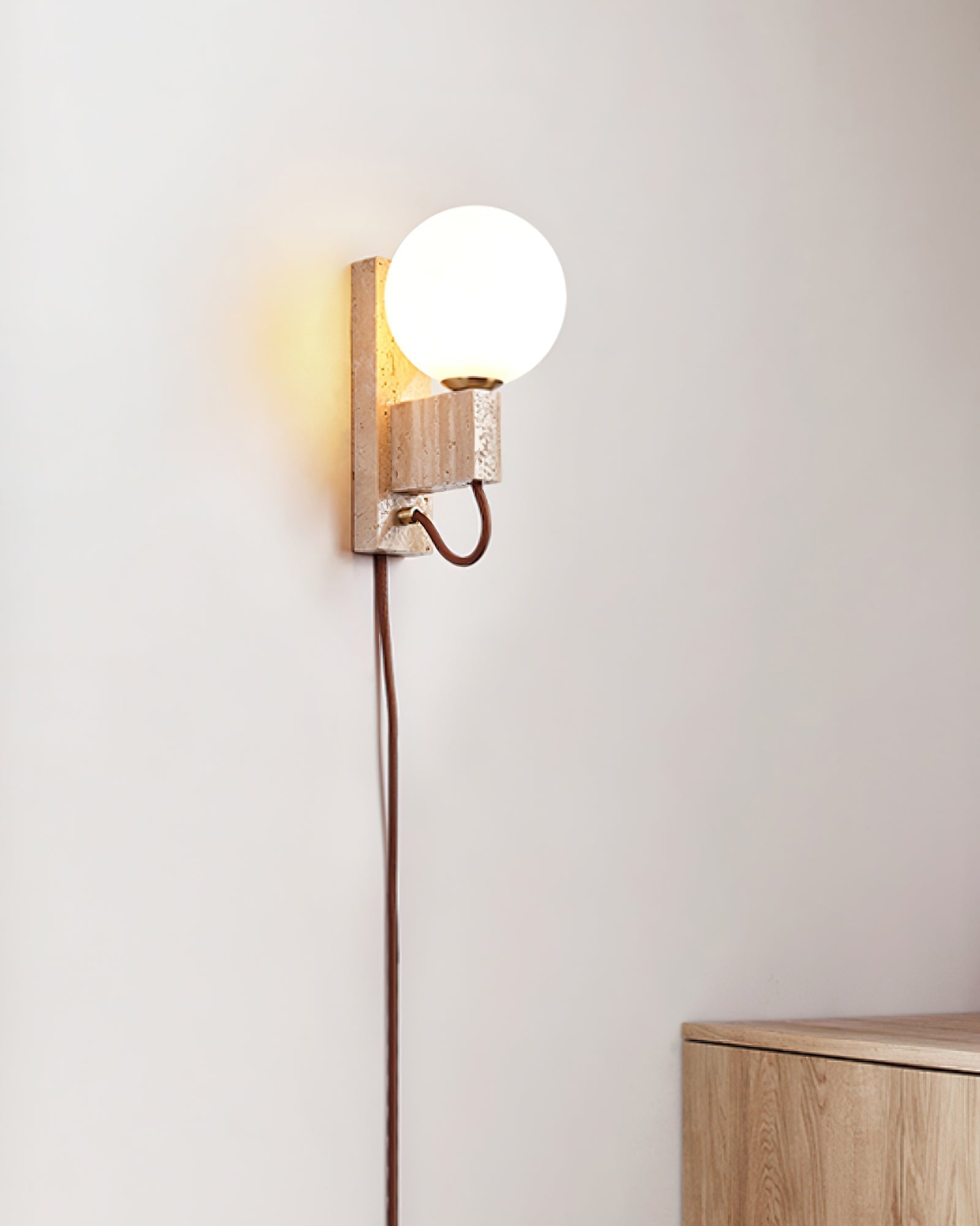 Talt Globe-Travertine Wall Light