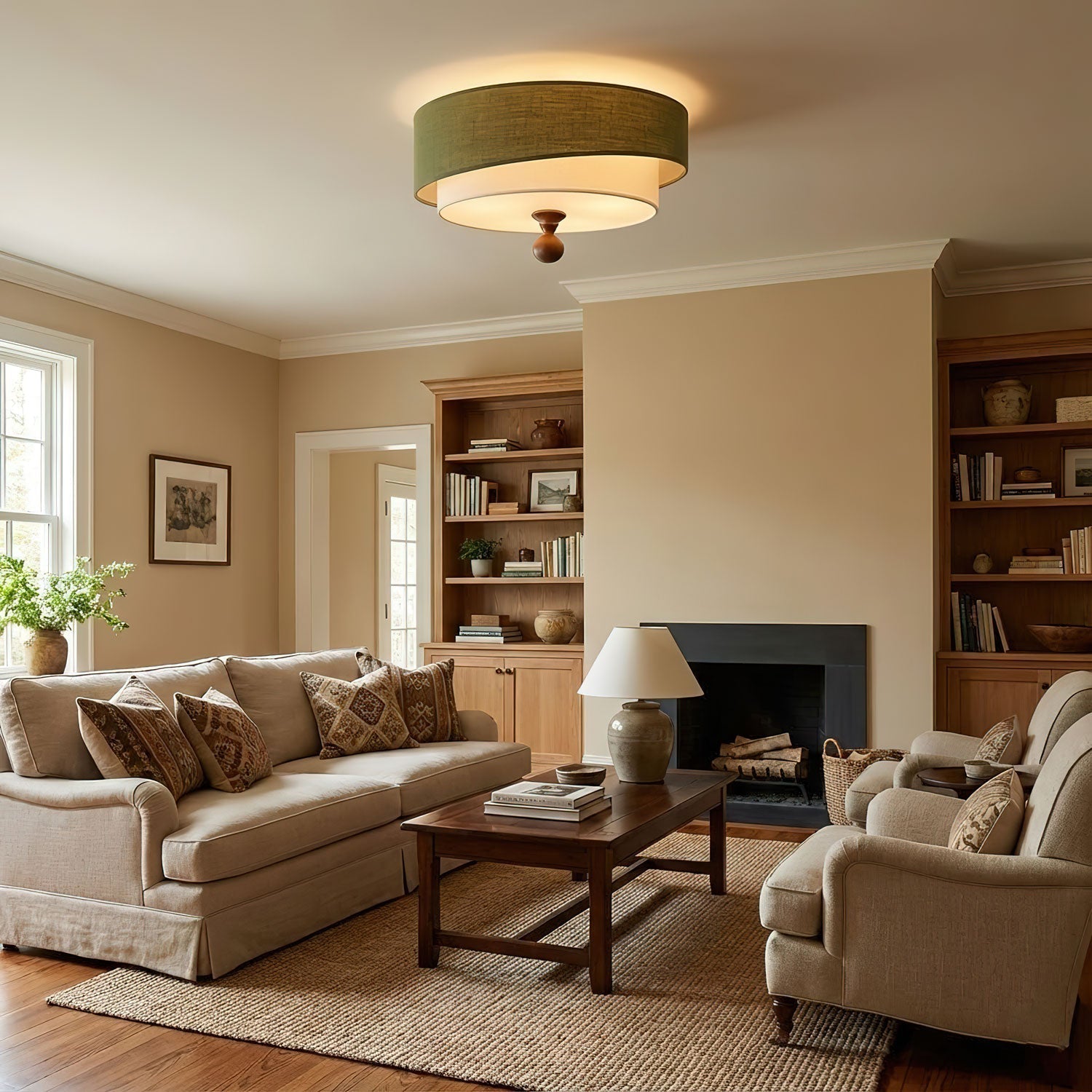 Serelira Dovemont Layered Fabric Ceiling Light