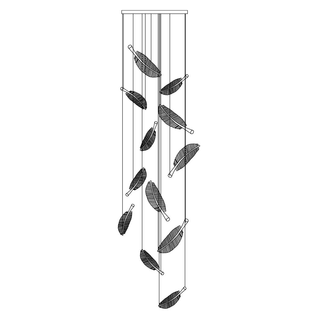 Kuo Chandelier Leaf Acrylic Gold Elegant Modern