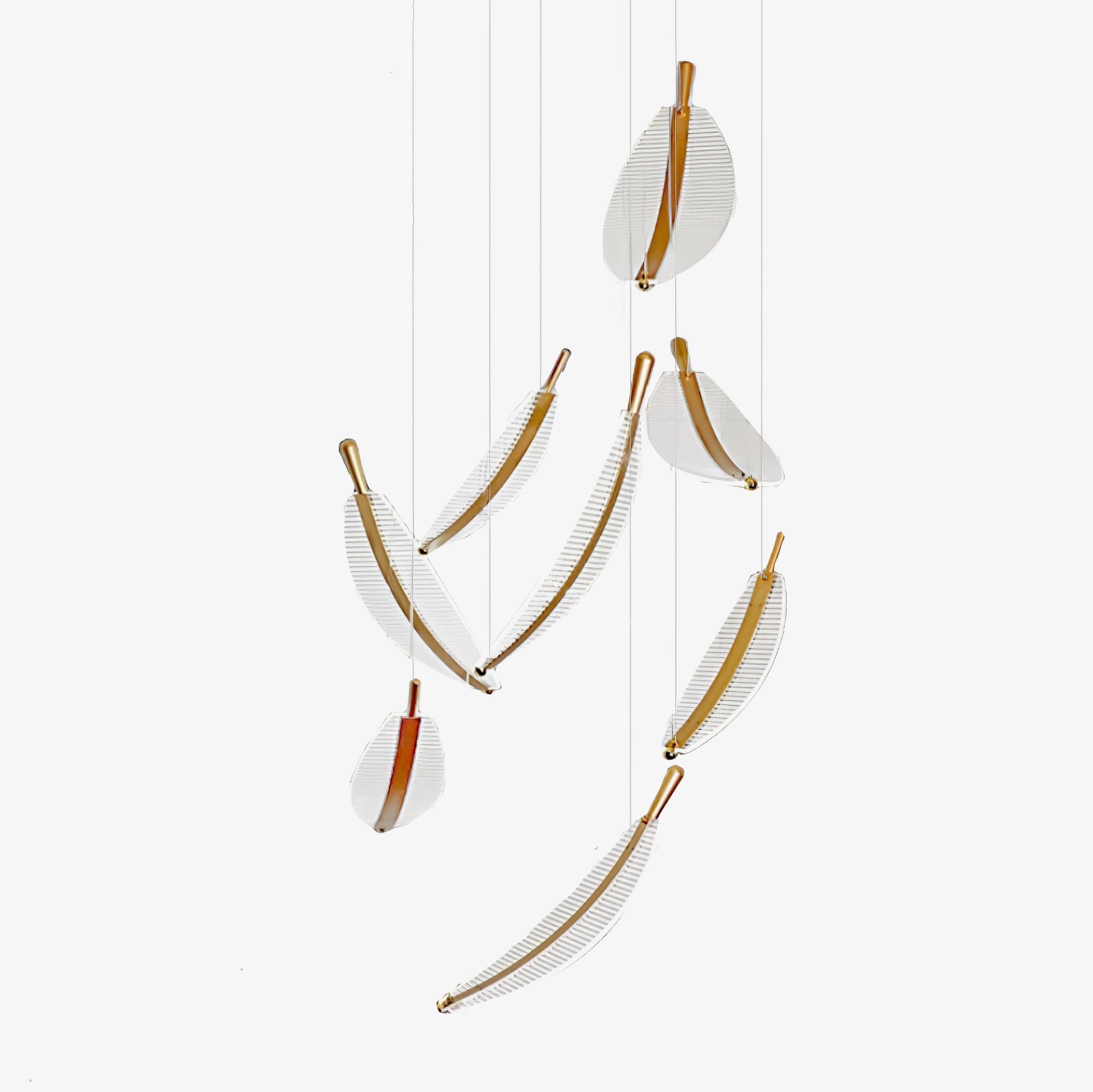 Kuo Chandelier Leaf Acrylic Gold Elegant Modern