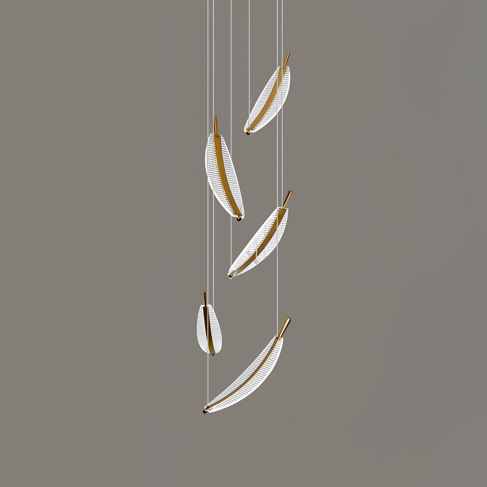 Kuo Chandelier Leaf Acrylic Gold Elegant Modern