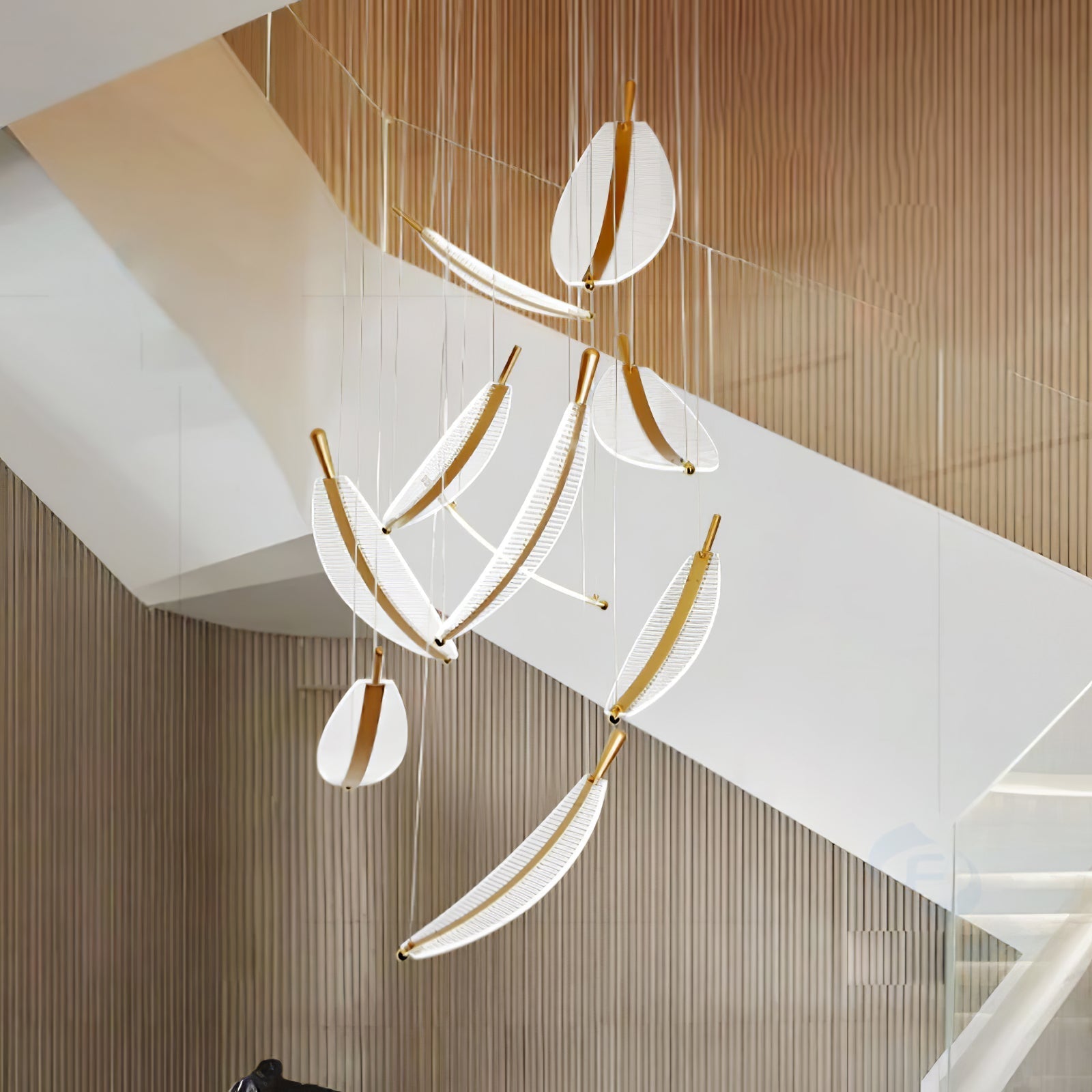 Kuo Chandelier Leaf Acrylic Gold Elegant Modern