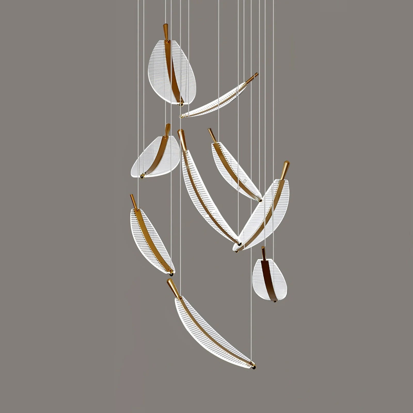 Kuo Chandelier Leaf Acrylic Gold Elegant Modern