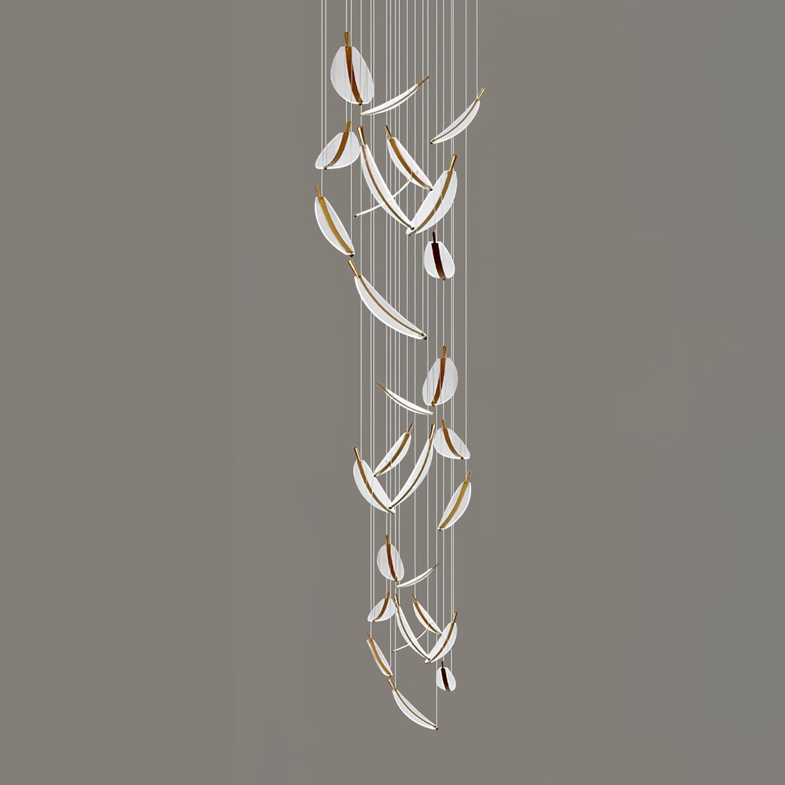Kuo Chandelier Leaf Acrylic Gold Elegant Modern