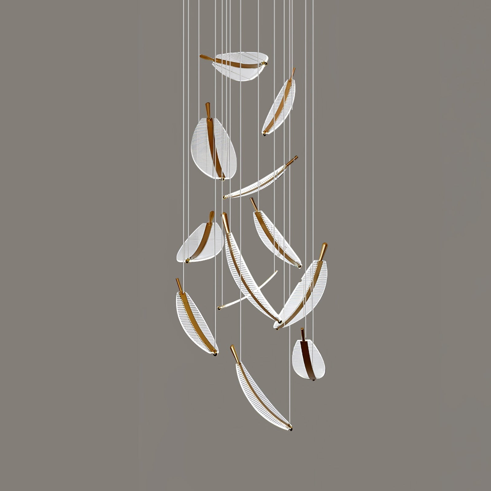 Kuo Chandelier Leaf Acrylic Gold Elegant Modern