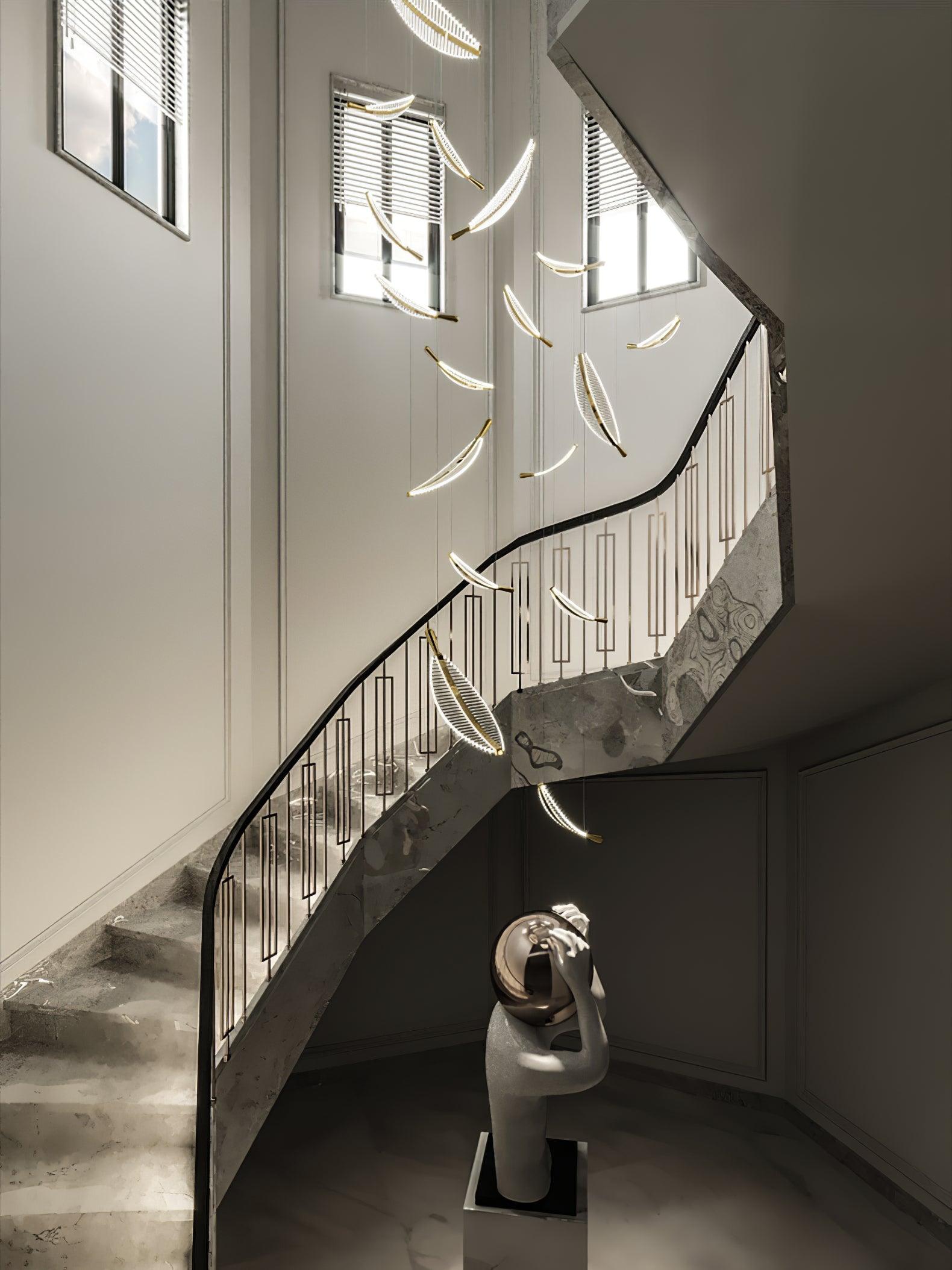 Kuo Chandelier Leaf Acrylic Gold Elegant Modern