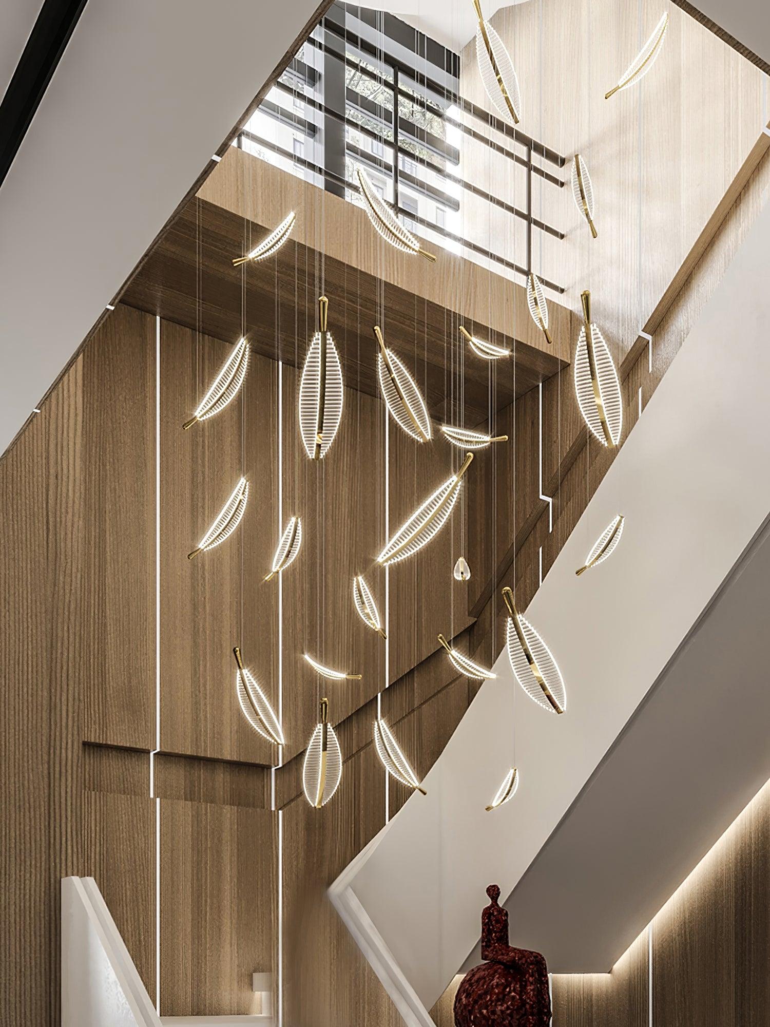 Kuo Chandelier Leaf Acrylic Gold Elegant Modern