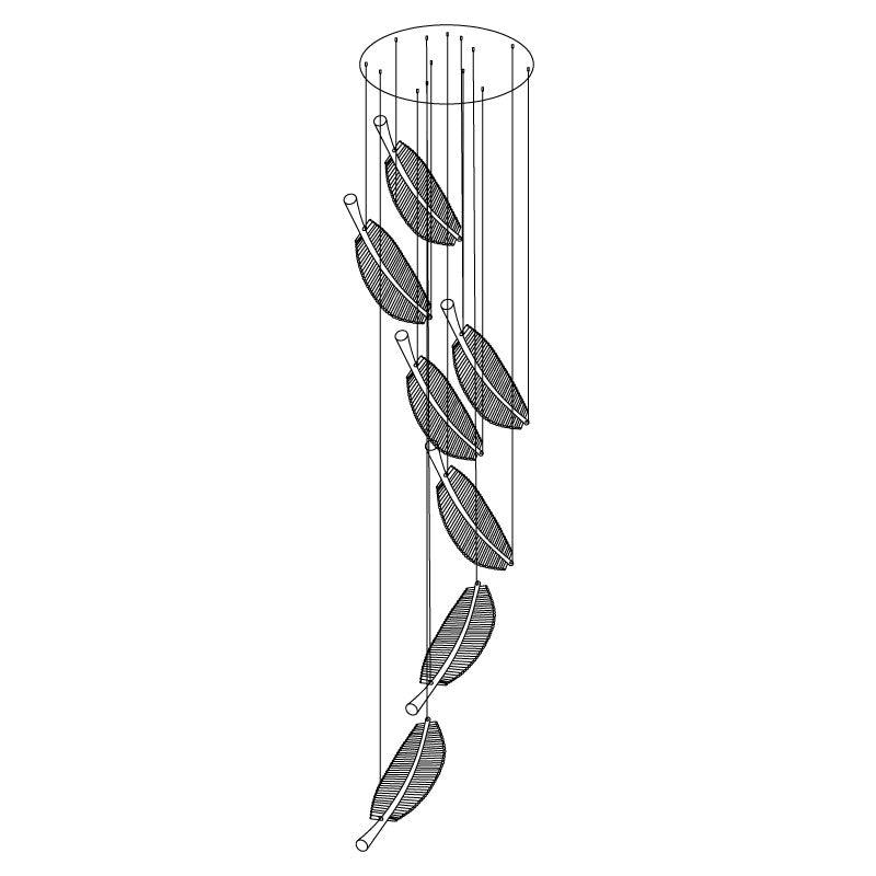 Kuo Chandelier Leaf Acrylic Gold Elegant Modern