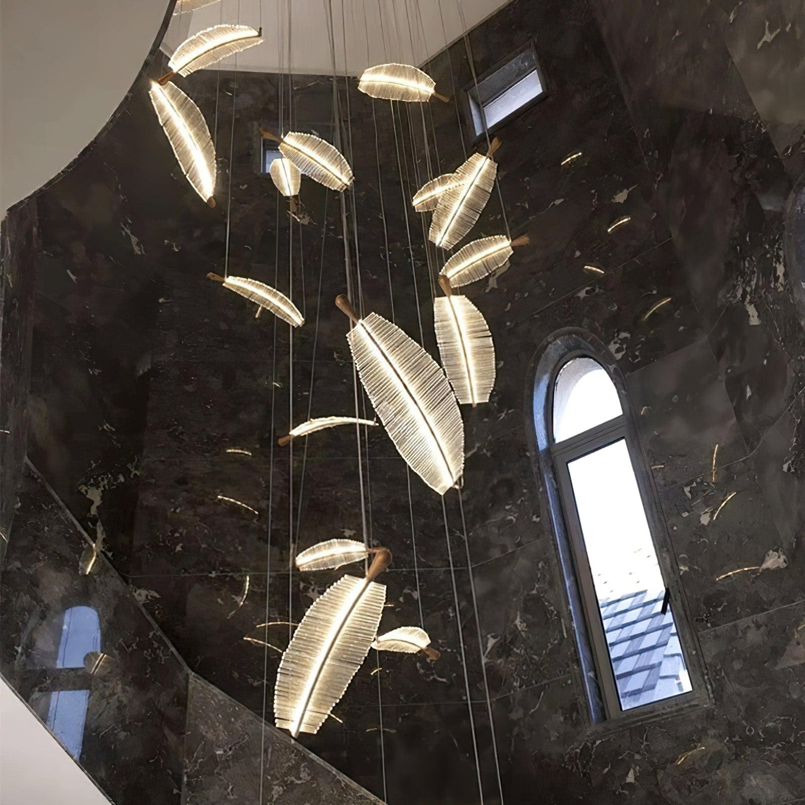 Kuo Chandelier Leaf Acrylic Gold Elegant Modern
