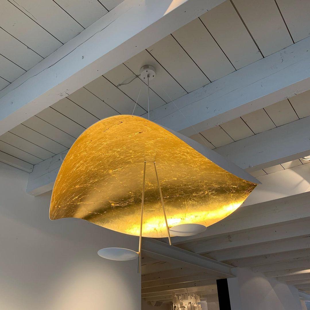 Aurisina Pendant Lamp Black Gold Curved Shade