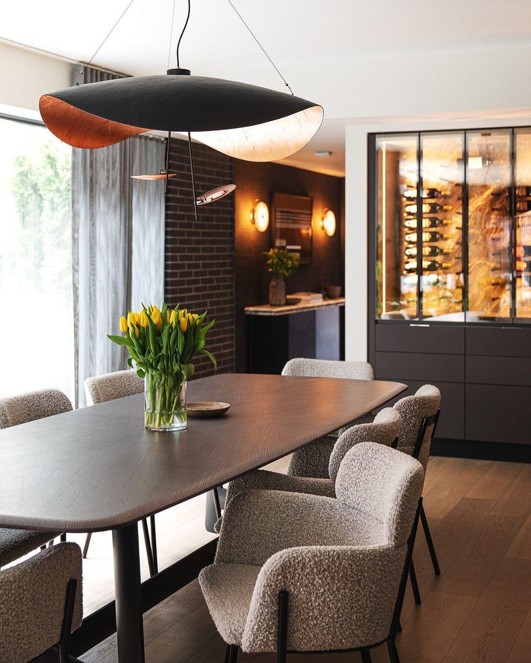 Aurisina Pendant Lamp Black Gold Curved Shade