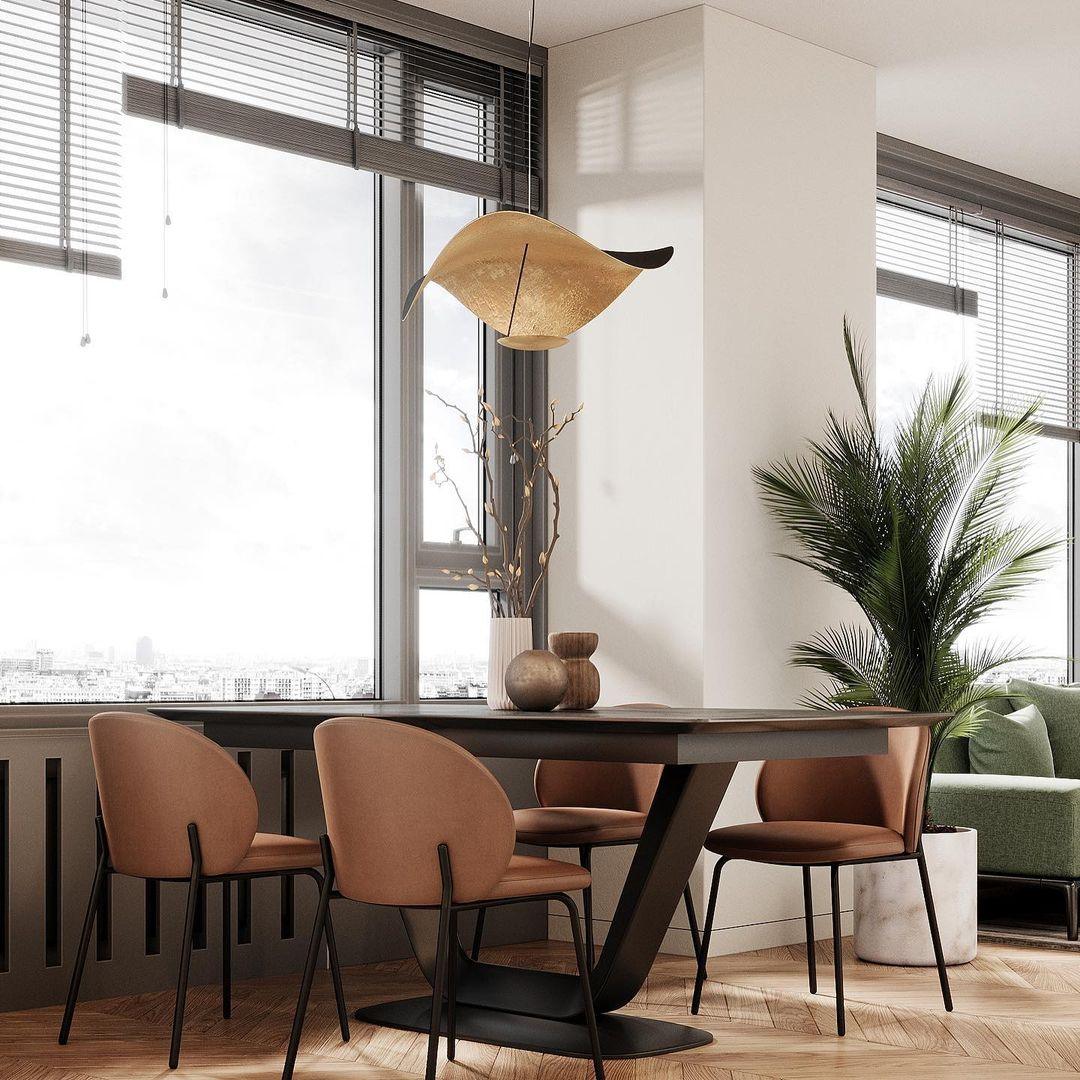 Aurisina Pendant Lamp Black Gold Curved Shade