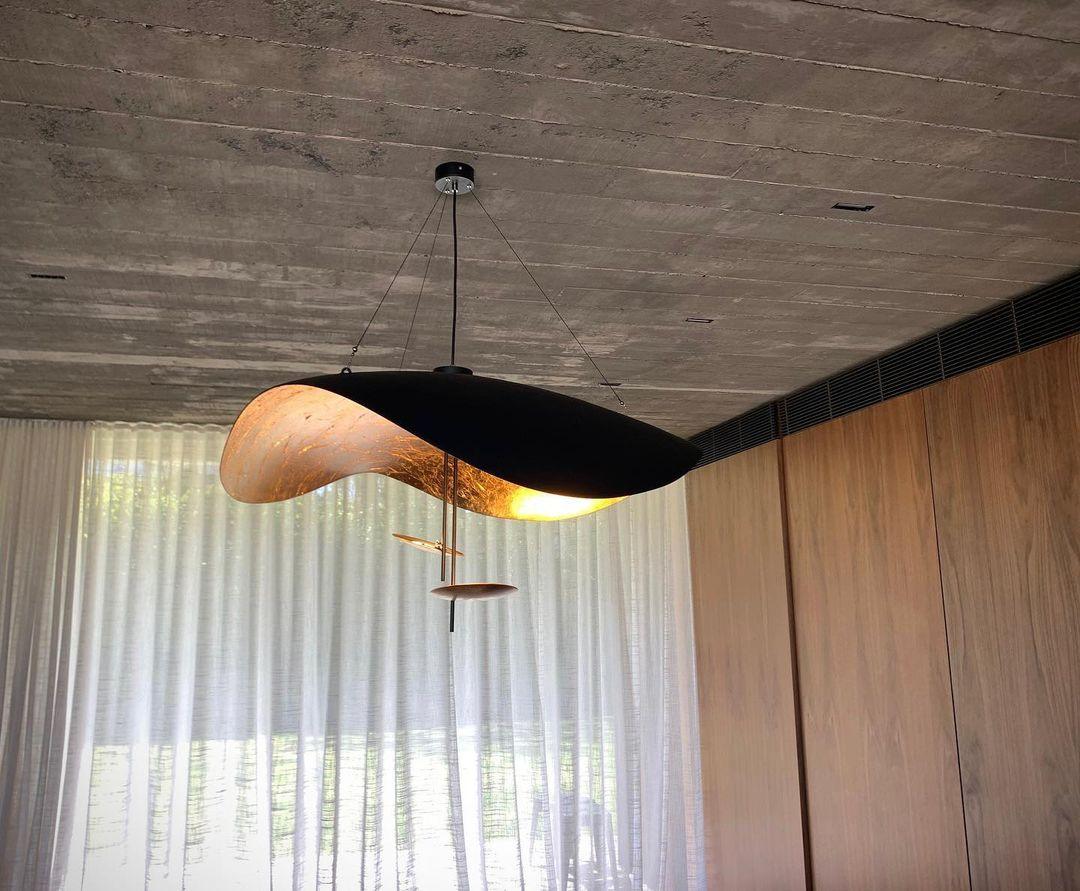 Aurisina Pendant Lamp Black Gold Curved Shade