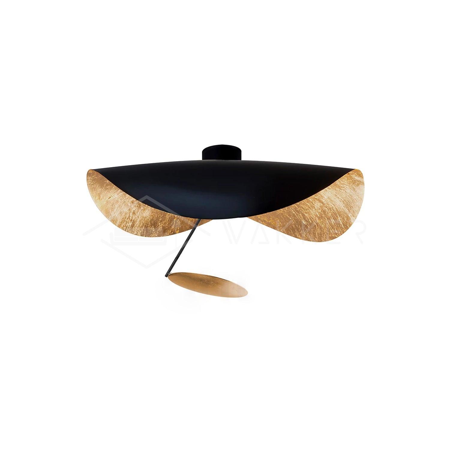 Solenena Ceiling Lamp Curved Shade and Gold Interior
