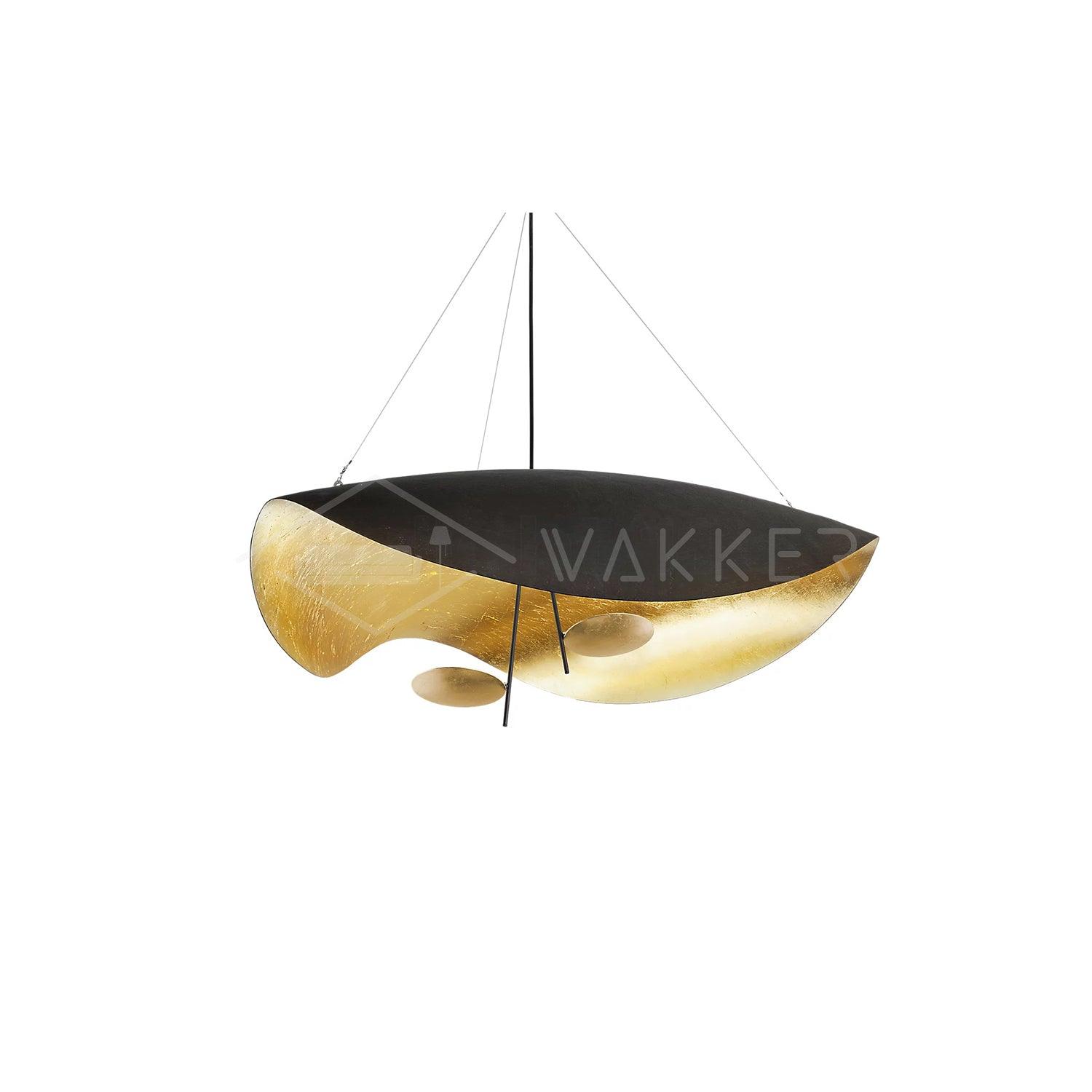 Aurisina Pendant Lamp Black Gold Curved Shade