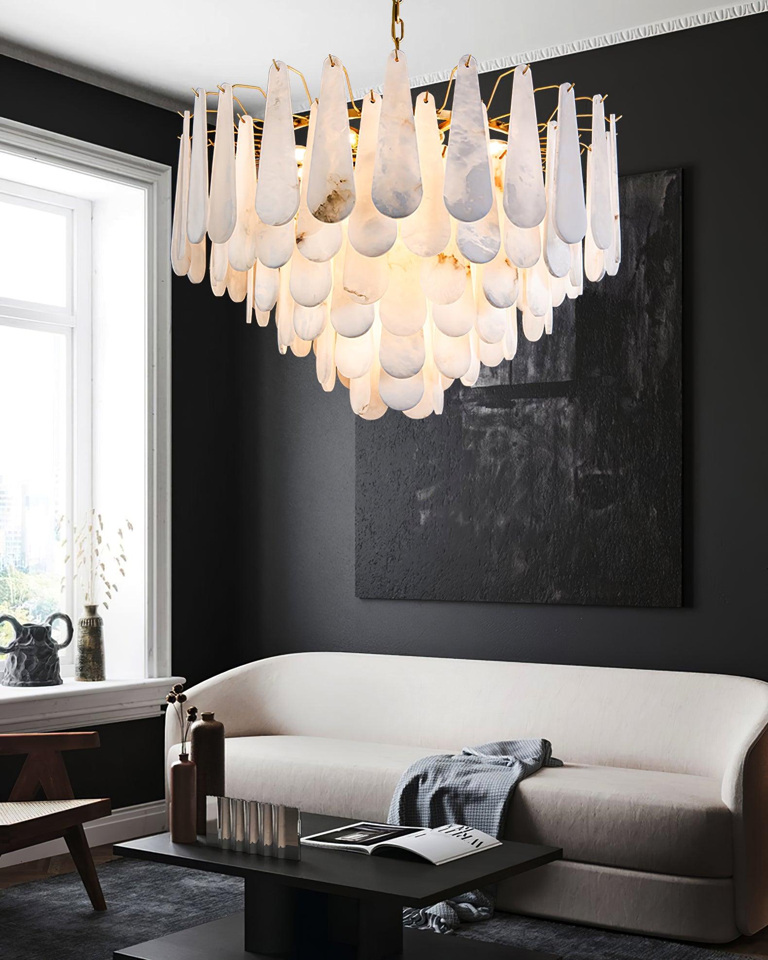 Niveneon Teardrop Alabaster Chandelier