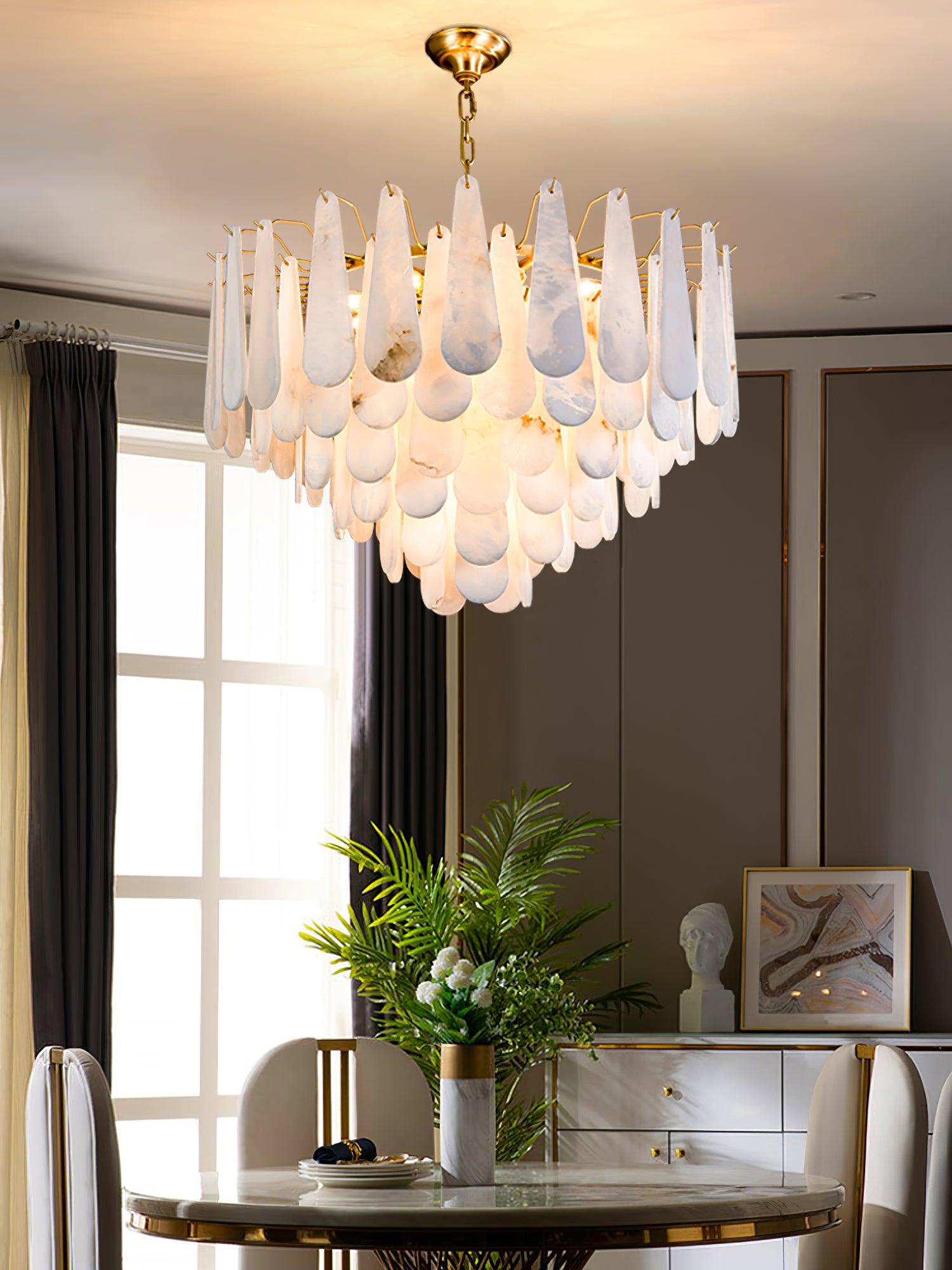 Niveneon Teardrop Alabaster Chandelier