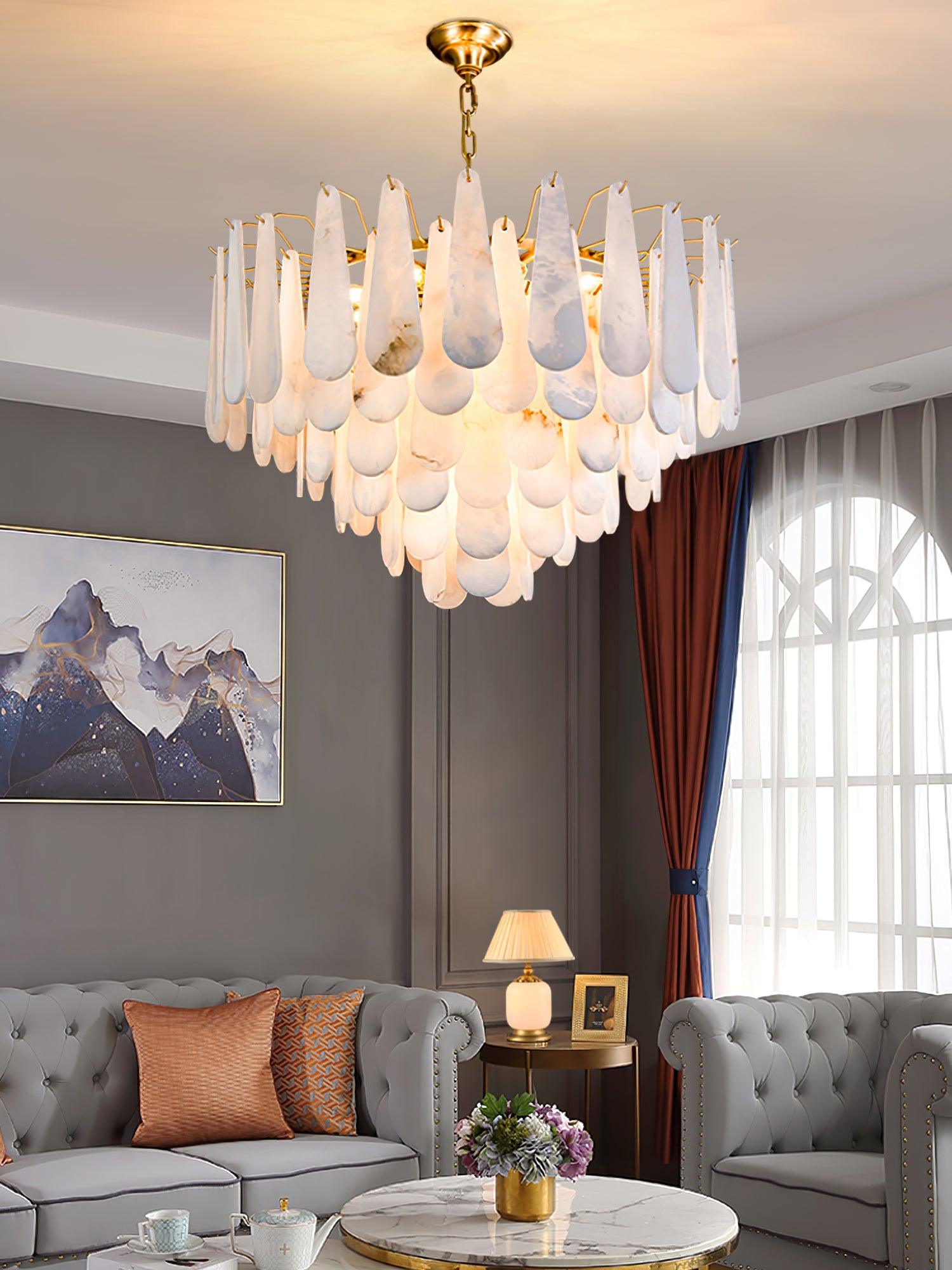 Niveneon Teardrop Alabaster Chandelier