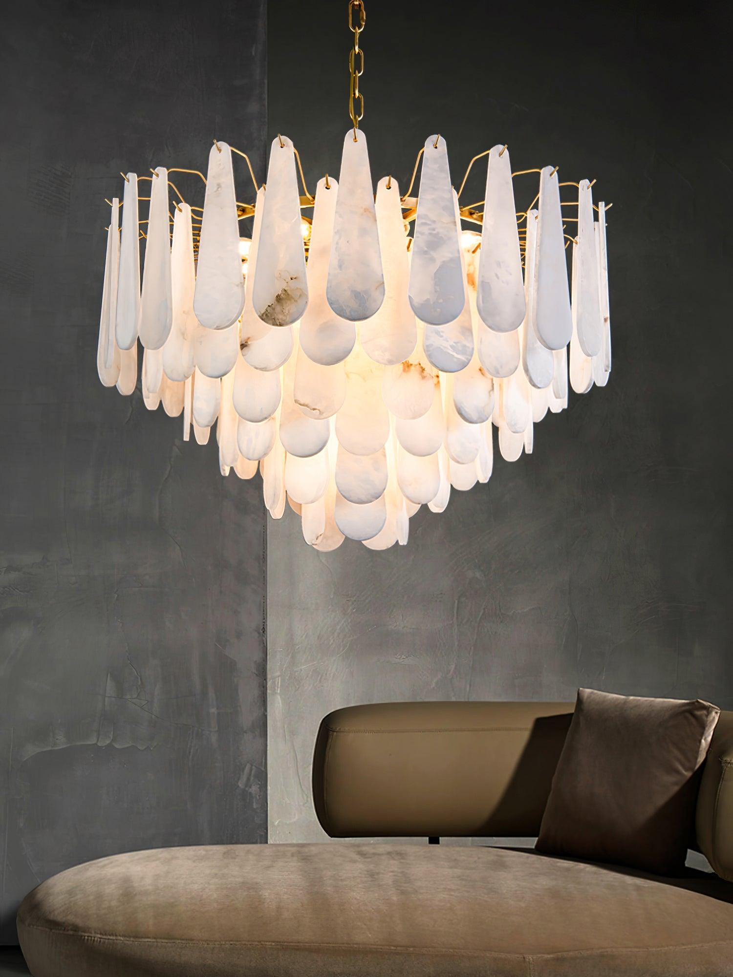Niveneon Teardrop Alabaster Chandelier