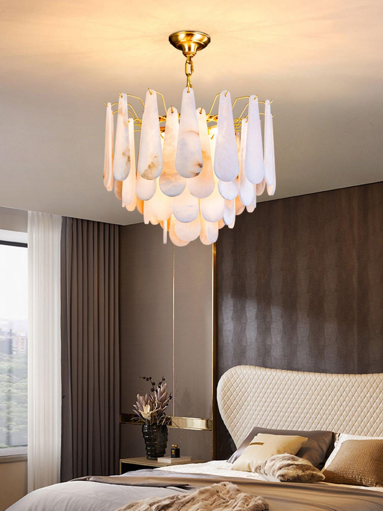 Niveneon Teardrop Alabaster Chandelier